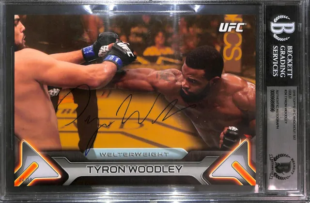 Tyron Woodley Signed UFC 2016 Topps Knockout 5x7 Gold Card BAS Beckett COA #/10
