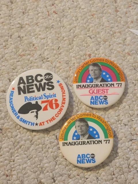 (3) Jimmy Carter Gerald Ford Campaign Pin Buttons Political
