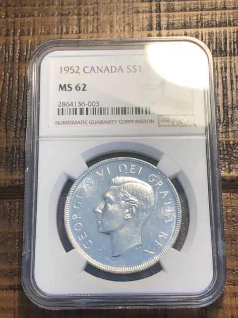 1952 Canada Silver Dollar NGC MS62