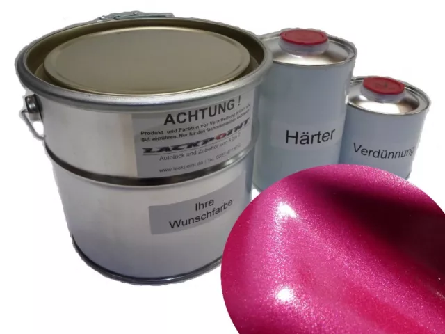 1 Liter Set 2K Car Paint Brilliant Pink Metallic Tuning Color Patent Trend