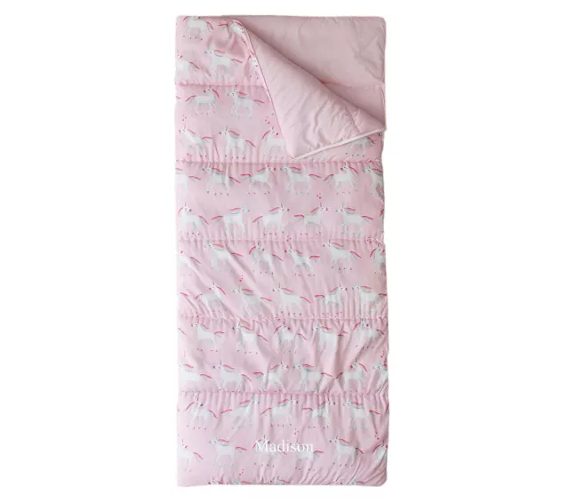 Pottery Barn Kids -  Unicorn Rainbow Sleeping Bag - Monogramed MATTI - Pink