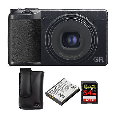 RICOH GR IIIx Digital Camera with GC-11 Soft Case Spare Battery and 64 SD Card