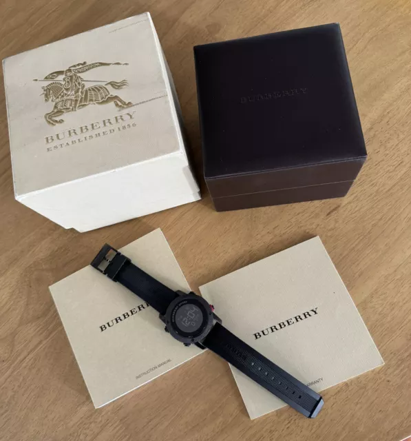 BURBERRY WATCH MEN used BU7704 black onyx sport 78.00 PicClick