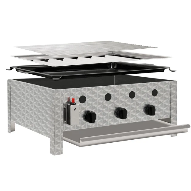 BBQ-Toro Gastrobräter 3 flammig Edelstahl Gasgrill mit Grillrost oder Pfanne 2