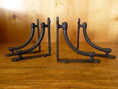 4 Small Brown Antique-Style 5.5" Shelf Brackets Rustic Cast Iron-Curved Arch
