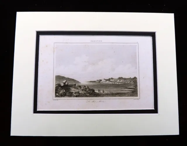 The Dead Sea Israel Palestine Holy Land Landscape Antique Engraving Print 1830