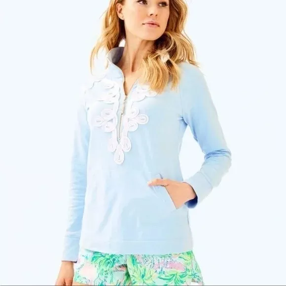 RARE Lilly Pulitzer Skipper Popover 1/4 Zip Pullover Sweatshirt - Sz M - $108