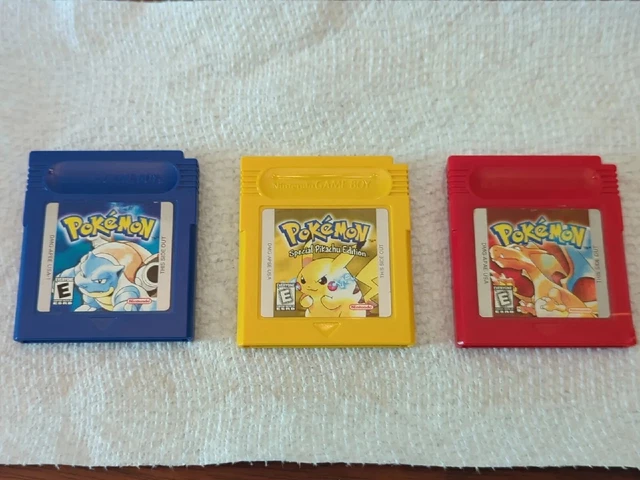 Nintendo Gameboy Color Pokémon 3 Game Lot Special Pikachu Edition - Red - Blue Nintendo Gameboy Color Pokémon 3 Game Lot Special Pikachu Edition - Red - Blue