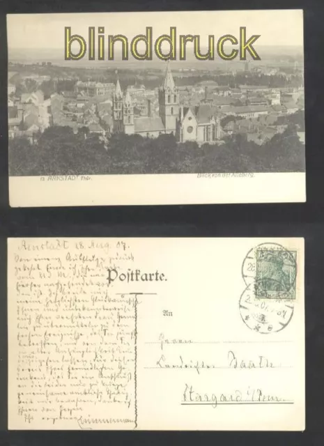 ARNSTADT sw-AK Blick von der Alteburg 1907 (d6912)