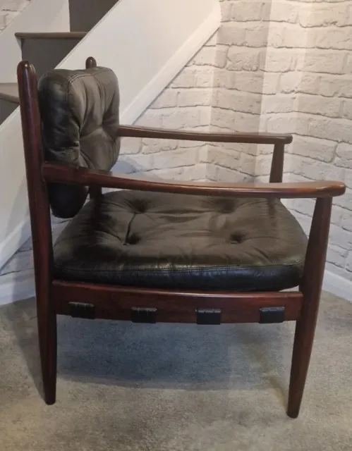 Vintage Swedish design 60's black leather  armchair Eric Merthen. FREE DELIVERY 3