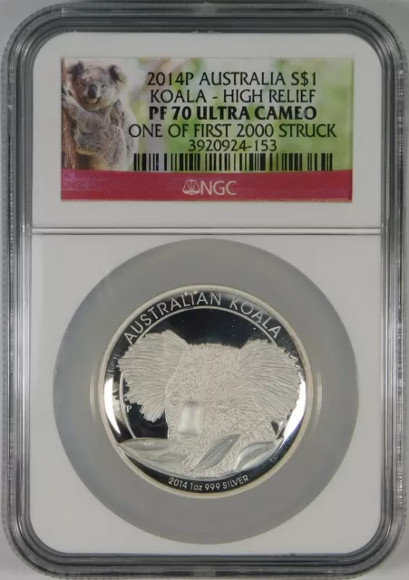 2014 Australia High Relief Proof Koala Coin NGC PF70 Ultra Cameo