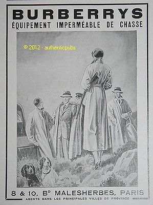5 F PUBLICITE  BURBERRYS ONDIX IMPERMEABLE LEGER  MODE FASHION  AD  1933 