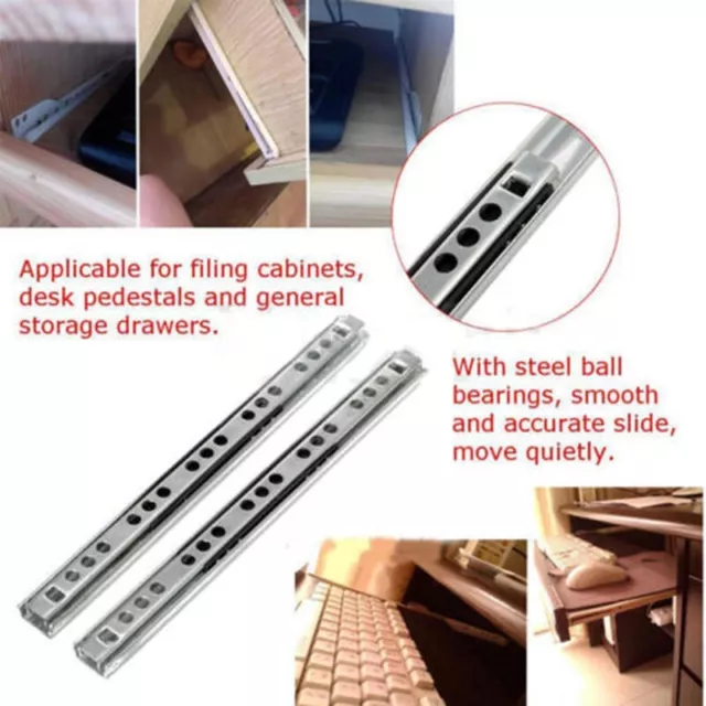 2pcs Drawer Slides Bottom Runners White Mounted Draw Fixed Runner Pair Kit Sale