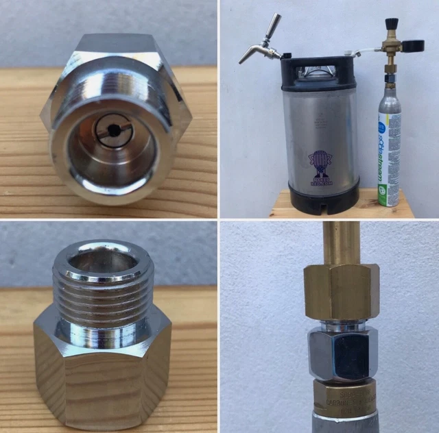Adaptateur T21-4 Vers W21.8-14 Pour Bouteille CO2 SodaStream - Aluminium Argenté, Design Robuste