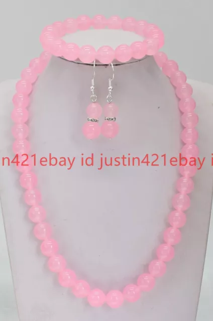 Natural 6/8/10/12mm Multicolor Gems Round Beads Necklace Bracelet Earrings Set 2