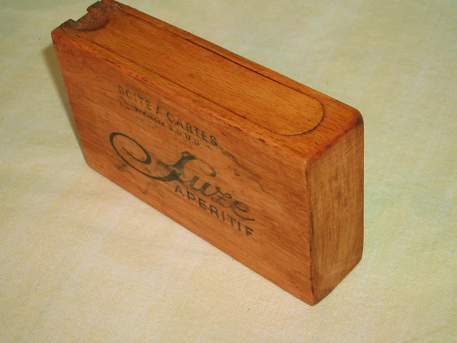 Ancienne Boîte Publicitaire En Bois SUZE – Contenait Des Cartes à Jouer – Déco Vintage