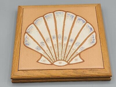Azulejos de madera de cerámica Trivet vintage hechos en EE. UU. decoración de casa de playa