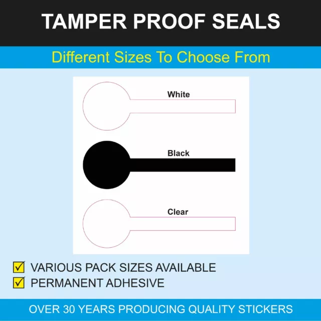 Bottle Tamper Evident Lollipop shaped security seals 3 sizes permanent adhesive