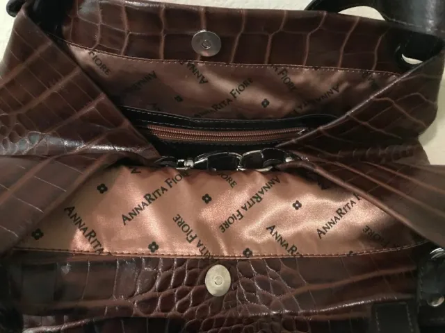 Fiore Made in Italy Handbag Tote Embossed Croc X-Large NWt Gorgeous 5