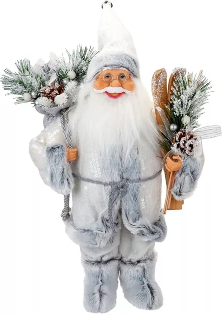 Luxus graues Fell nordischer Weihnachtsmann Figur 40 cm