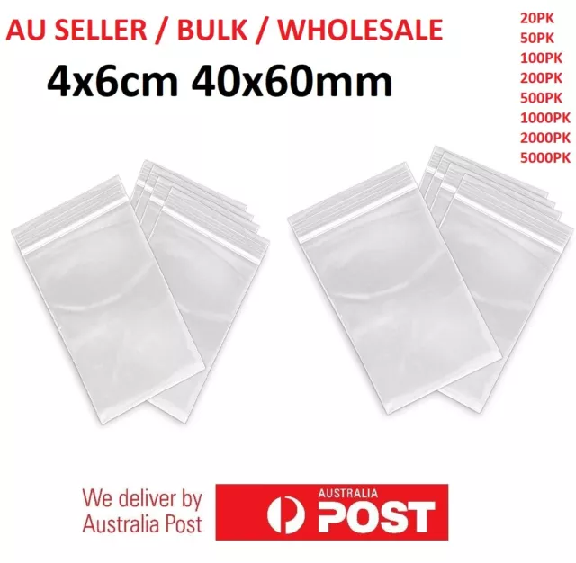 Small 40x60mm 4x6cm Ziplock Zip Lock Resealable Plastic Bags 80UM BULK WHOLESALE