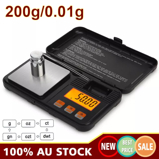 200g/0.01g Digital Milligram Scales High Precision Electronic Pockets Scale AU