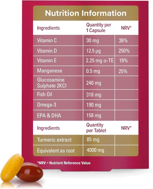 SEVEN SEAS JOINT Care Supplex and Turmeric with Glucosamine, Omega3 60