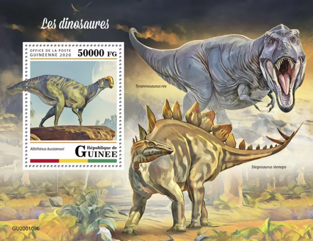 Guinea Dinosaurs Stamps 2020 MNH Prehistoric Animals T-Rex Stegosaurus 1v S/S