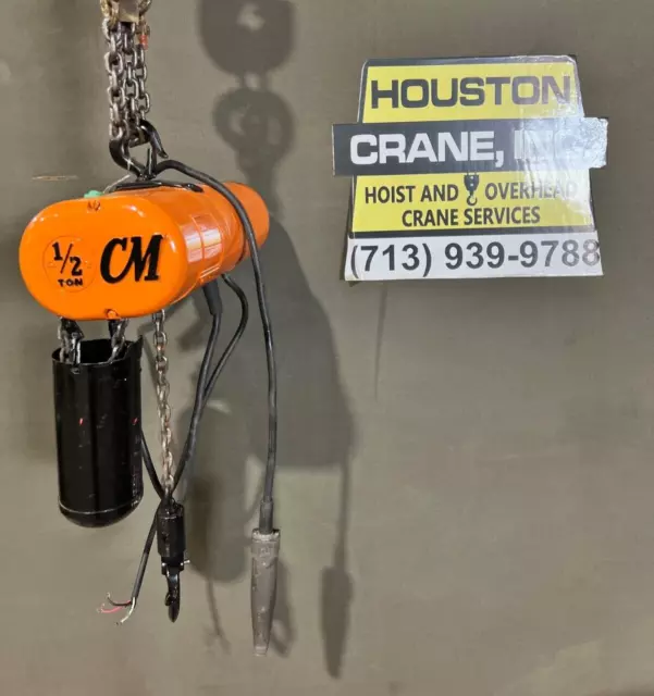 CM 1/2 Ton Electric Chain Hoist, Model: F, 10 Ft Lift, 460-3-60V