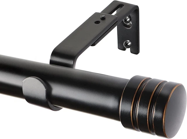 1 Inch Curtain Rod 30 to 88 Inch(2.5-7.3Ft) Black Single Curtain Rods for Window