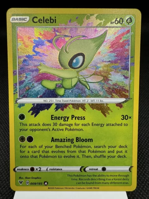 Celebi 009/185 - Amazing Rare - Vivid Voltage Pokemon Card MINT