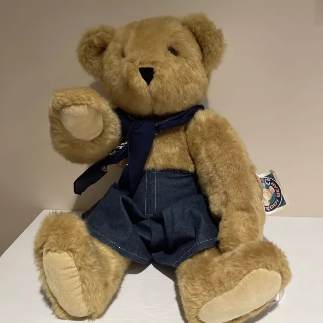 Vermont Teddy Bear Jointed Stuffed Animal Plush 20" w Jeans and Bandana 1993 USA