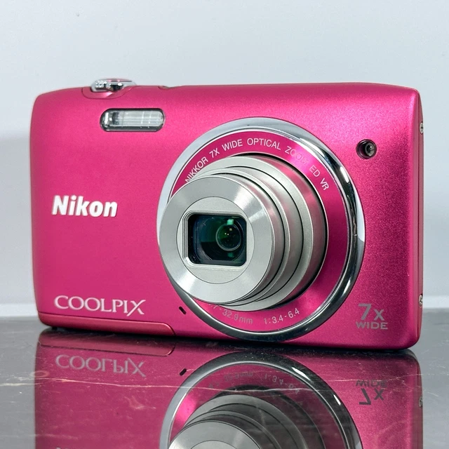 NEAR MINT] NIKON Coolpix S3500 Pink Compact 20.0MP Digital