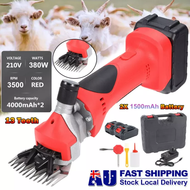 Electric Cordless Sheep Shears Wool Shear Clipper Livestock Shearing & 2 Battery