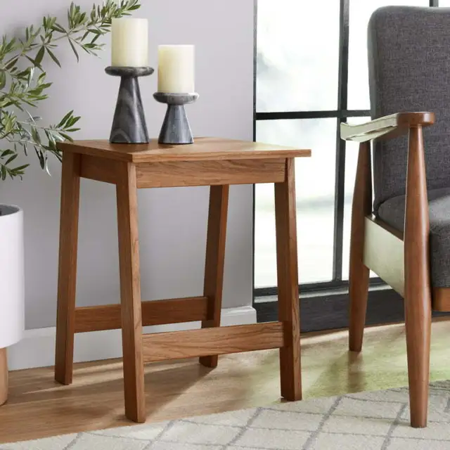 Modern Indoor Small Square Wood Side Table ,Walnut FinishWalnut Finish