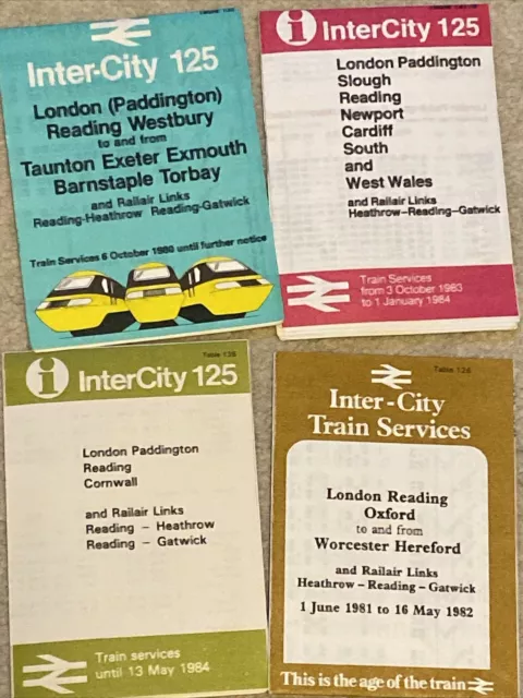 British Rail Pocket Timetable Intercity 125 London Paddington 1980s