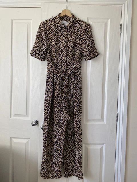 LK BENNETT SILK Crescida Navy Animal Print Jumpsuit Size 12
