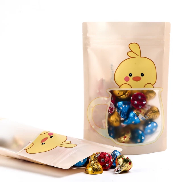 Storage Bags Stand Up Clear Window Ziplock With Printing Christmas Gift Pouches