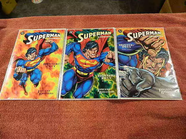 1994 DC Comics SUPERMAN DOOMSDAY Hunter /Prey Books #1-3 Complete TPB Set  NM/MT