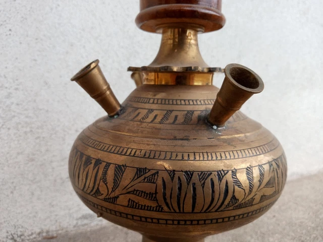 Narghilé Shisha Artigianale Pregiato 80 cm Legno e Ottone 