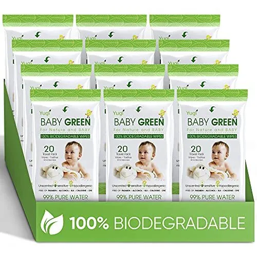 Wipes Unscented compostable Organic Biodegradable – Travel Pack (12 Packs of ...