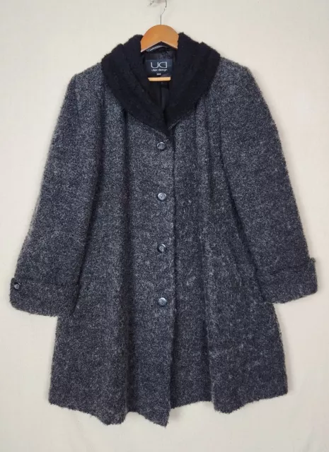 UTEX DESIGN Womens Gray WOOL BLEND Mid-Length Coat size XL