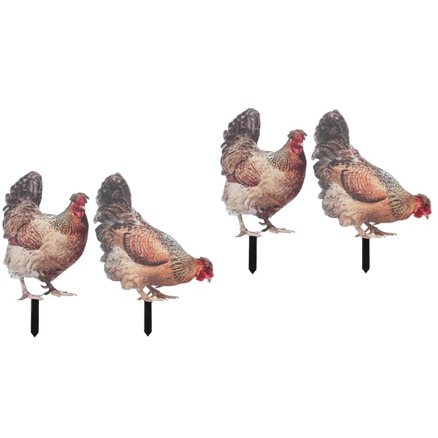 4 Pcs Lawn Animal Hen Chicken Yards Garden Stake Chicken Stake