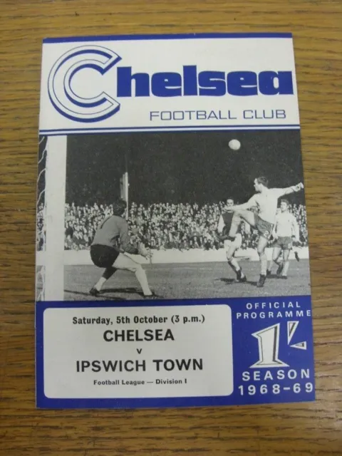 05/10/1968 Chelsea v Ipswich Town  (Light Marking, Team Changes). FREE POSTAGE (