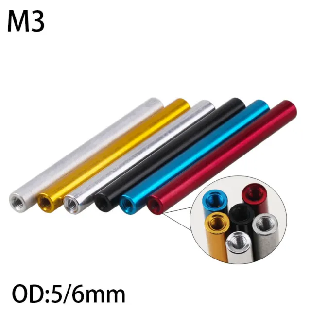 M3 Aluminum Column Round Threaded Sleeve Stud Standoff Nut Multicolour OD:5/6mm