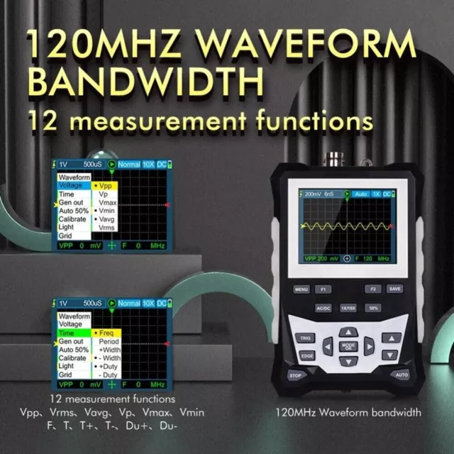 Misure precise con 2 4 oscilloscopio portatile LCD 120 MHz larghezza di banda