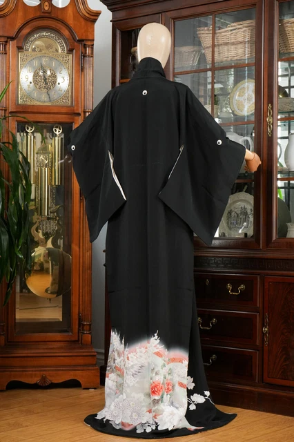 Dear Vanilla Japanese Silk Tomesode Kimono Women's Authentic Japan Vintage Mint 8