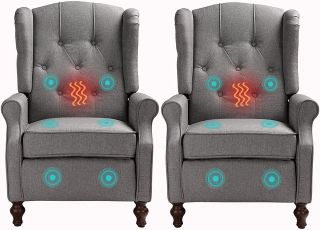 Recliner Chair with Massage & Heating 2PCS Set- Modern Accent Chair Upholstered