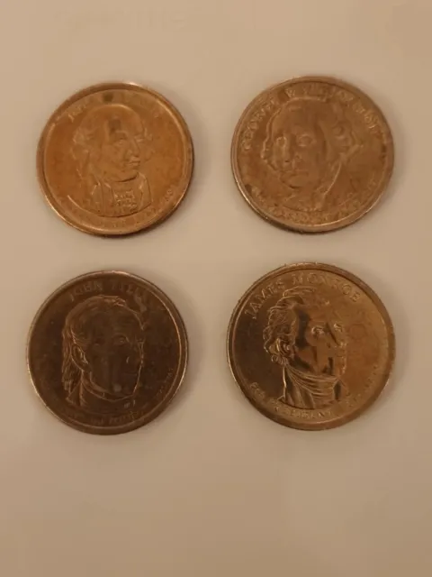 4 Presidential Coins Adams 2007D Washington 2007D TylerD 2009D Monroe 2008P