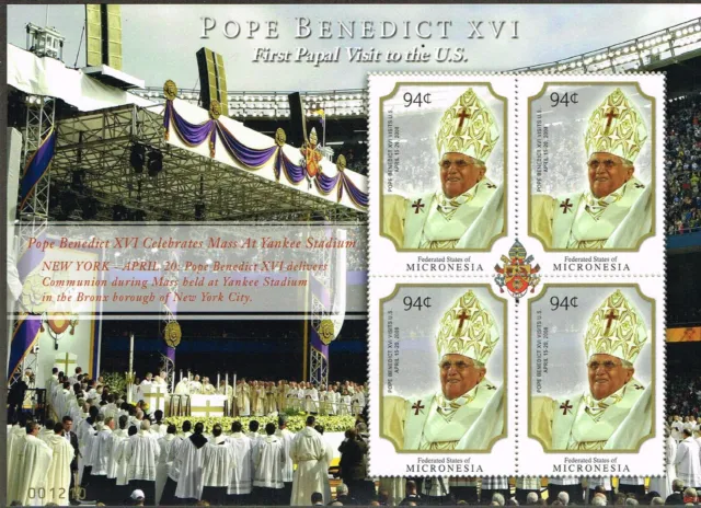 2008 Micronesien Kleinbogen 1908 Papst Benedikt postfrisch (MNH)